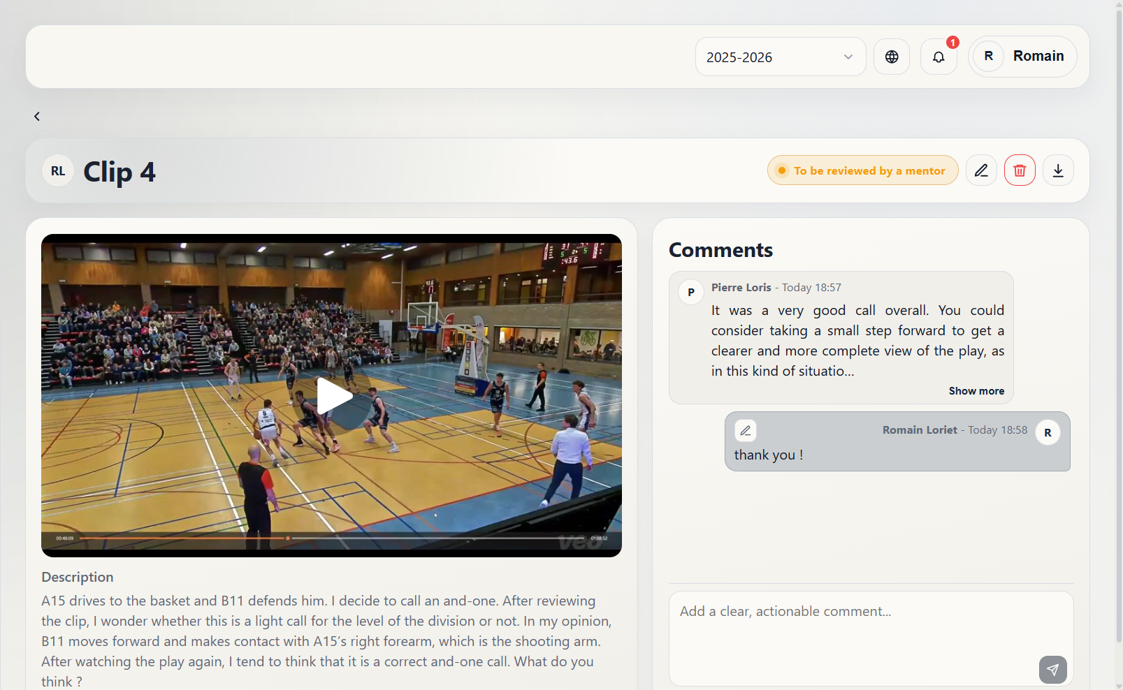 Capture de la page d'analyse RefClip