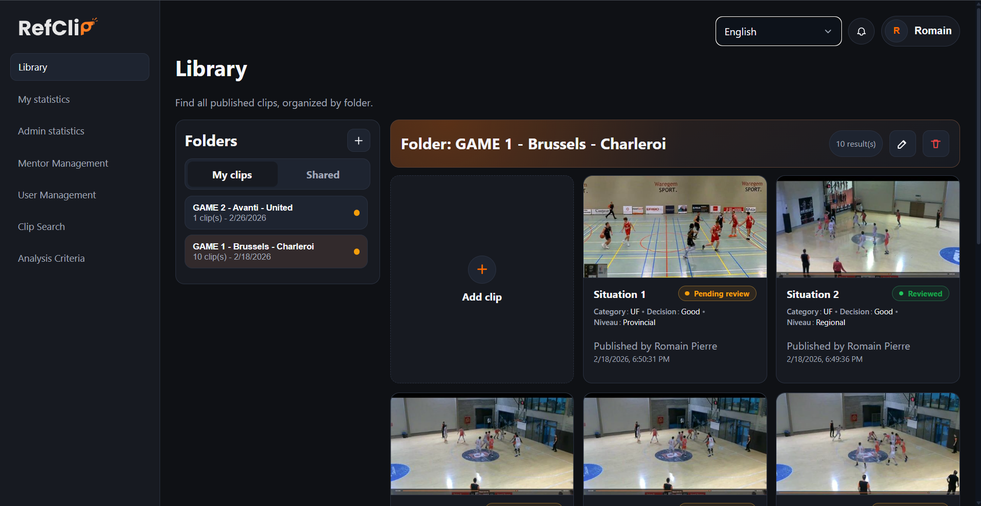 Capture de la bibliothèque RefClip
